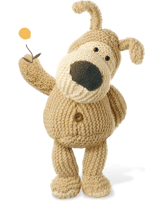 Boofle holding a daisy