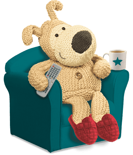 Boofle sitting on the couch