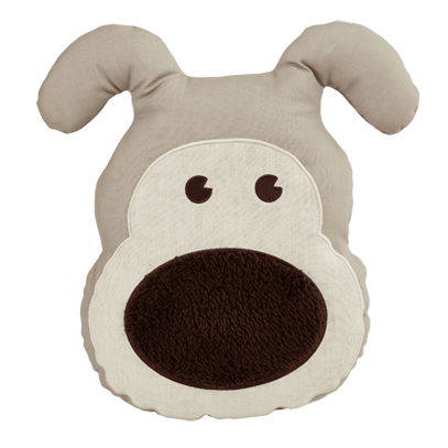 A Boofle shaped cushion for a nursery accesory.